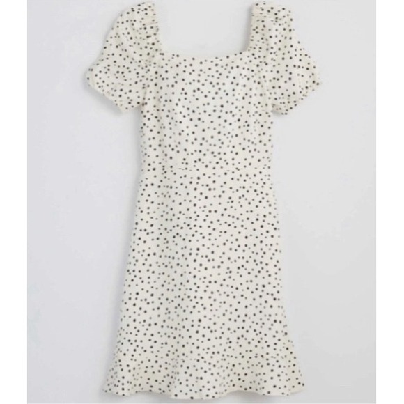 Ann Taylor Womens Polka Dot Linen/Cotton Dress Tie Back Size 18 Flowy Feminine - Picture 1 of 10